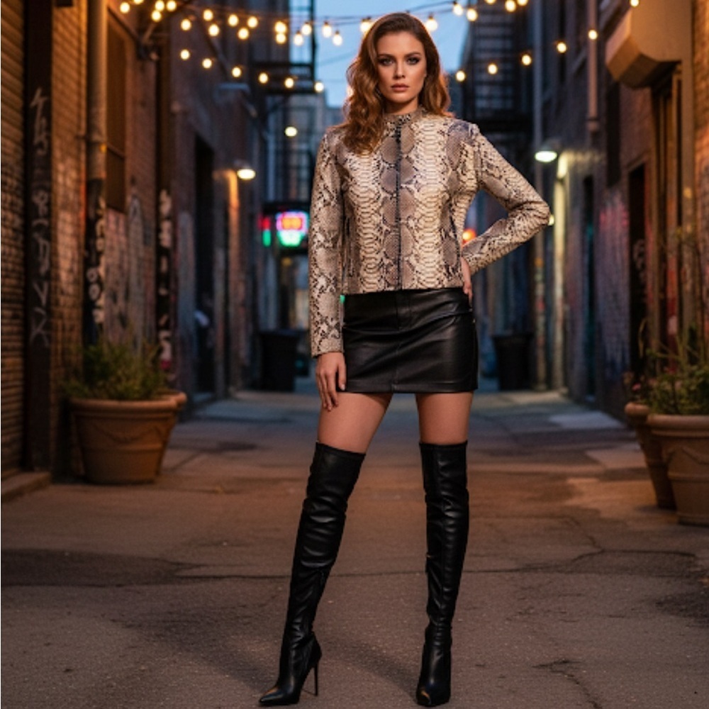 Tornabuoni Firenze Made in Italy Python Leather Jacket